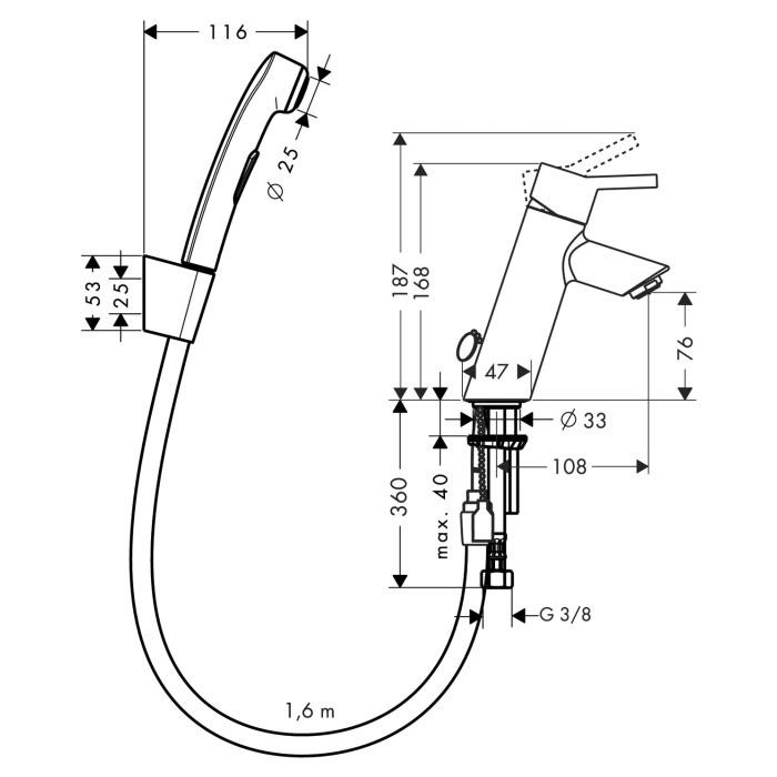 Смеситель с гигиеническим душем Hansgrohe Talis S2 32140000