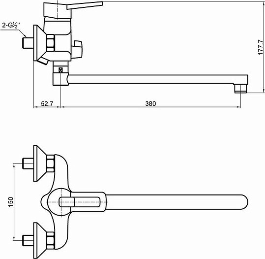 Смеситель для ванны Timo Junior-Inox 1905Y-CR chrome
