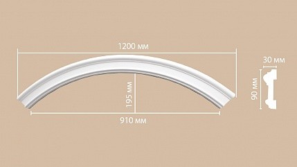 Молдинг-радиус полиуретановый Decomaster 897901-150 1/4 круга