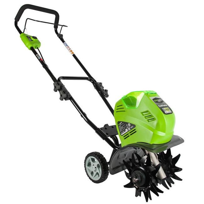 Культиватор аккумуляторный Greenworks G40TLK6 40V с аккумулятором 6 А.ч и зарядным устройством