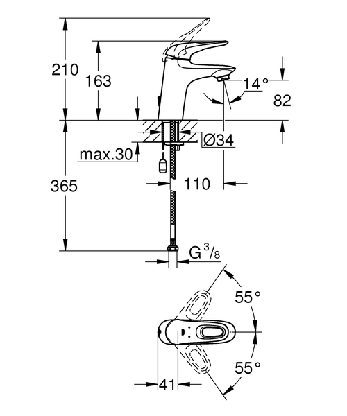 Смеситель для раковины Grohe Eurostyle New 33557003