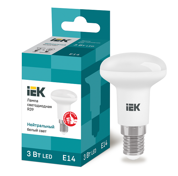 Лампа светодиодная IEK Eco R39 3 Вт E14 4000К 