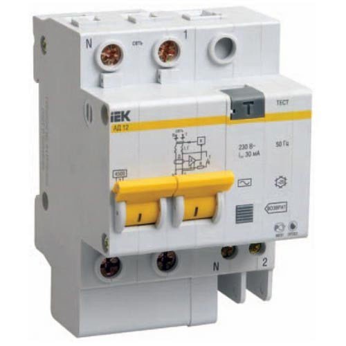 Автоматический выключатель дифференциального тока IEK АД12 2Р 63А 30мА