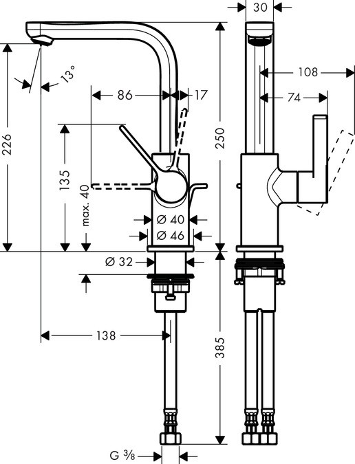 Смеситель для раковины Hansgrohe Metris S 31159000