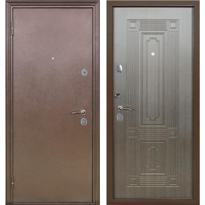 Дверь входная металлическая Меги 541 левая 2050х870 мм снаружи металл Медный антик внутри МДФ Венге