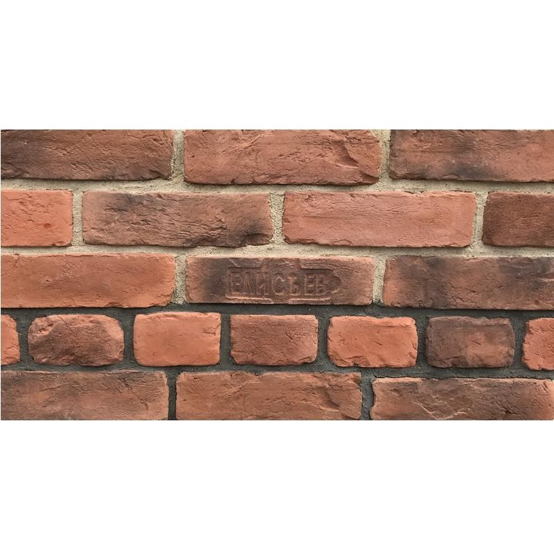 Искусственный камень Imperator Bricks Императорский кирпич тычковый Петергоф 2 светло красный с темным напылением
