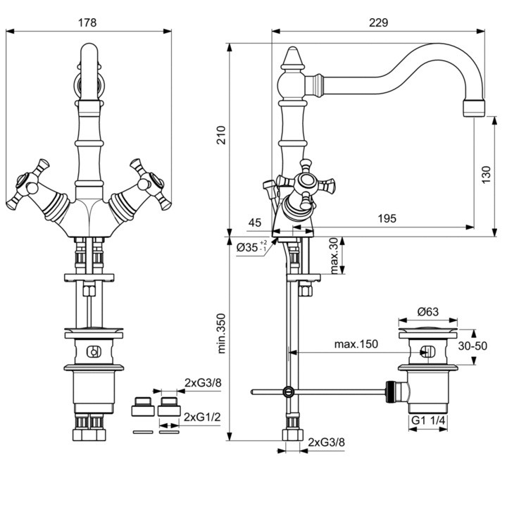 Смеситель для умывальника Ideal Standard Reflections B9654AA