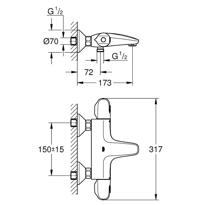 Термостат для ванны с душем Grohe Grohtherm 1000 34155003