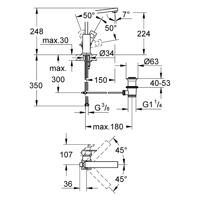 Смеситель для раковины Grohe Eurocube 23135000