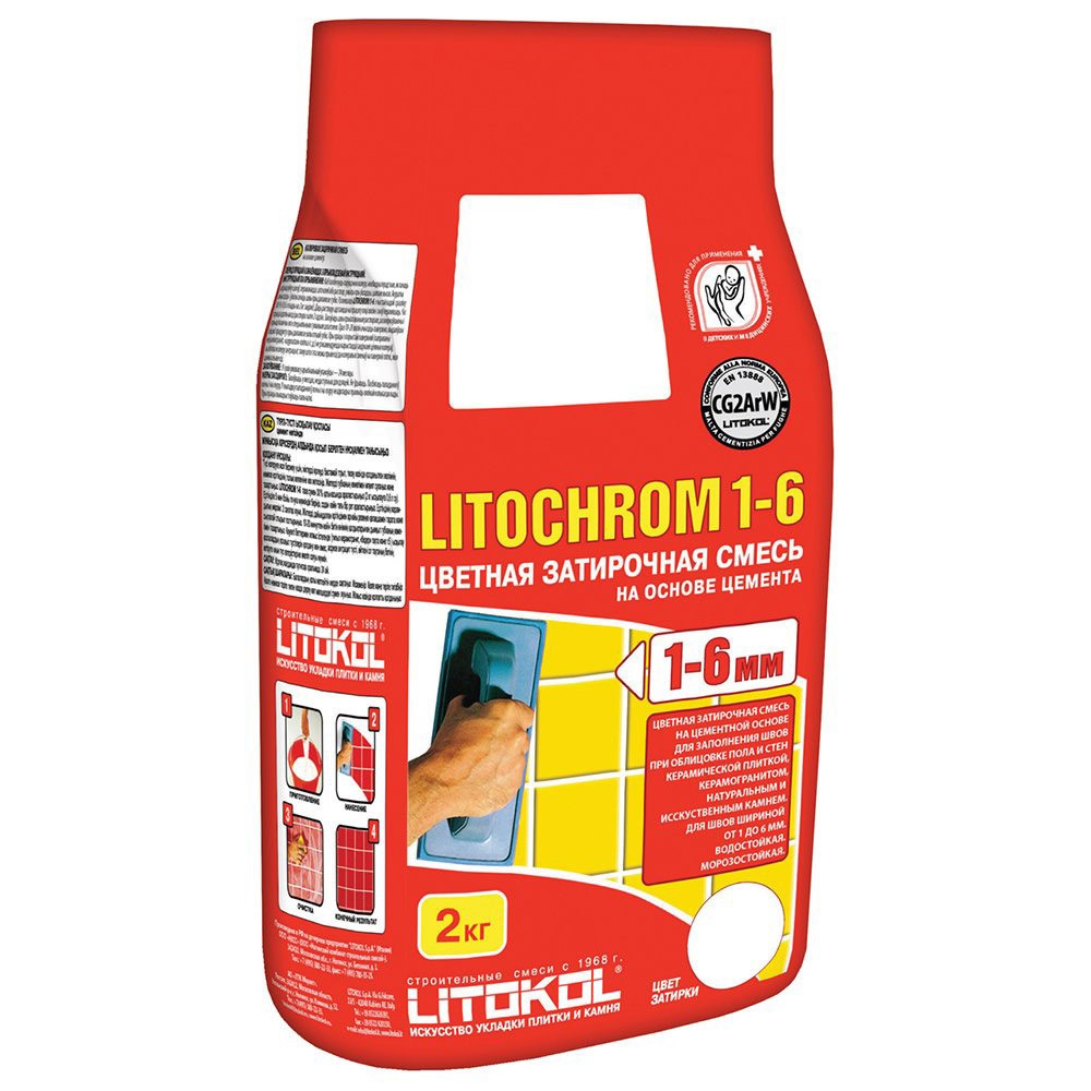 Затирка цементная для швов Litokol Litochrom 1-6 C.00 белая 2 кг