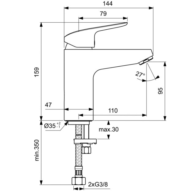 Смеситель для умывальника Ideal Standard Ceraflex Grande B1714AA