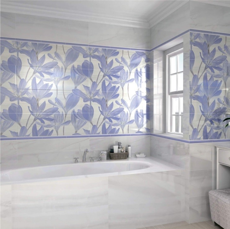 Панно керамическое Kerama Marazzi 13011RAB3F Сады Форбури Крокус сиреневое обрезное 895х600 мм