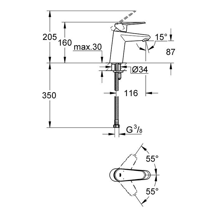 Смеситель для раковины Grohe Eurodisc Cosmopolitan 3246920E