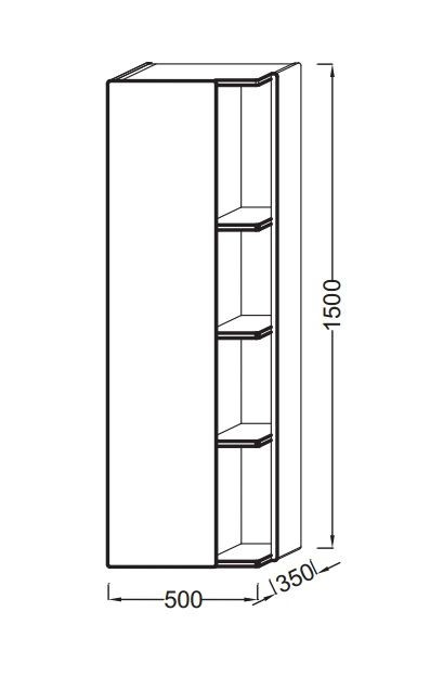 Шкаф-колонна Jacob Delafon Terrace EB1179G-274 левосторонний 1500х500х350 мм черный лак
