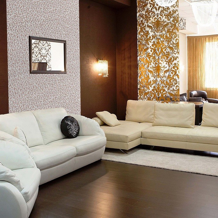 Декоративная панель МДФ Deco Лоза белый и медь 107 930х390 мм