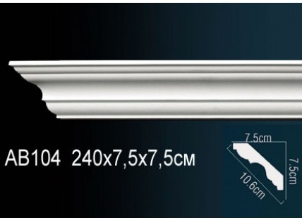 Карниз потолочный полиуретановый Перфект AB104F 2400х75х75 мм