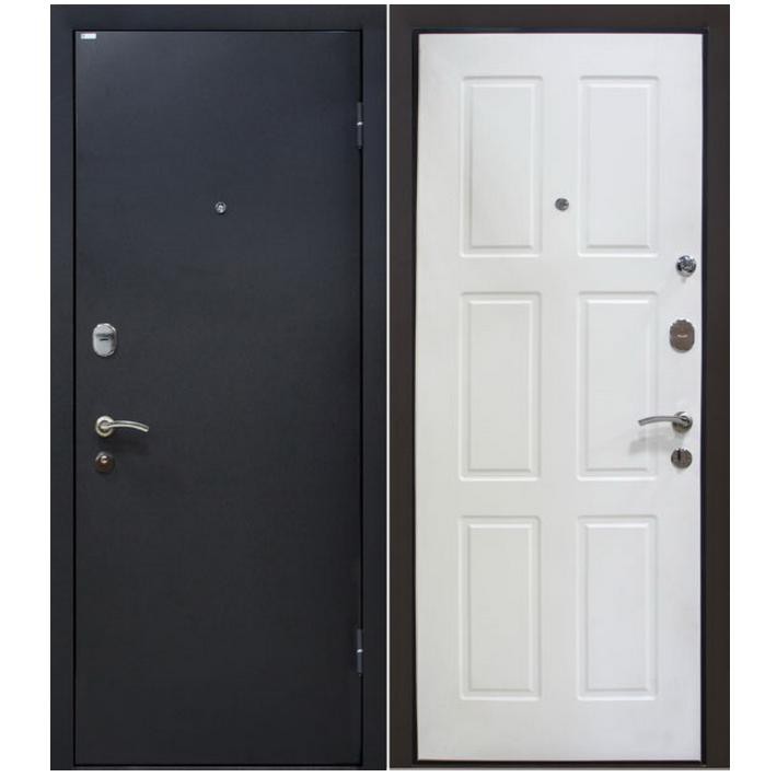 Дверь входная металлическая МеталЮр М21 правая 2050х960 мм снаружи металл Черный бархат внутри МДФ белая