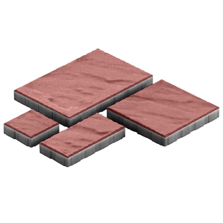 Тротуарная плитка Steingot Грандо из серого цемента с частичным прокрасом красная мультиформат