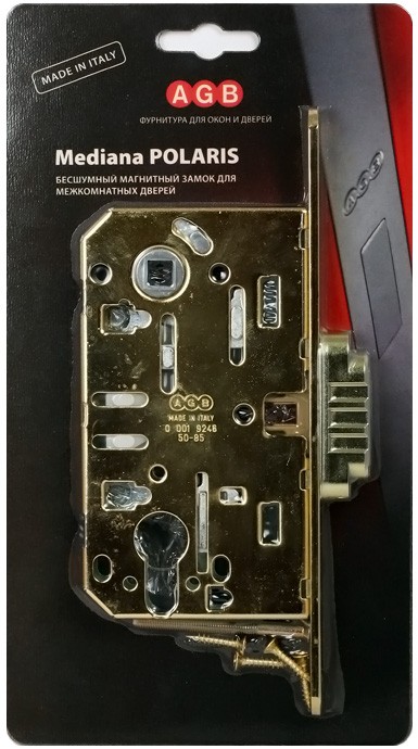 Замок межкомнатный AGB Mediana Polaris B06103 латунь