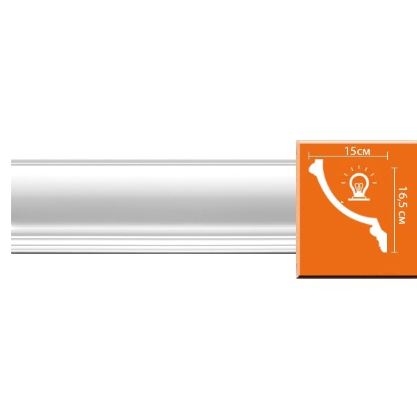 Плинтус потолочный полиуретановый Decomaster 96900 2400х150х165 мм