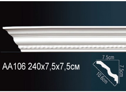 Карниз потолочный полиуретановый Перфект AA106F 2400х75х75 мм