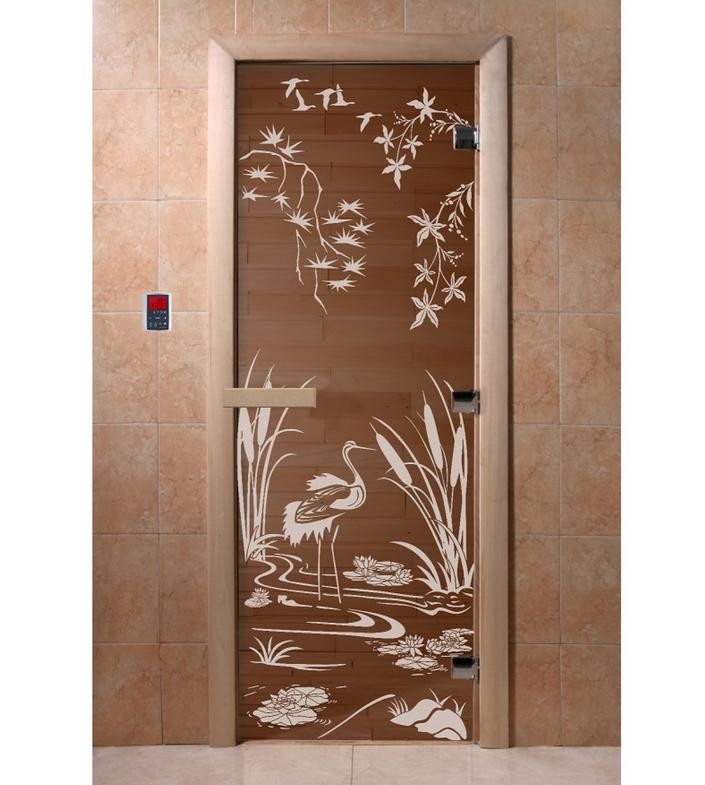 Дверь для сауны стеклянная Doorwood DW00046 Камышовый рай бронза 800х2000 мм 