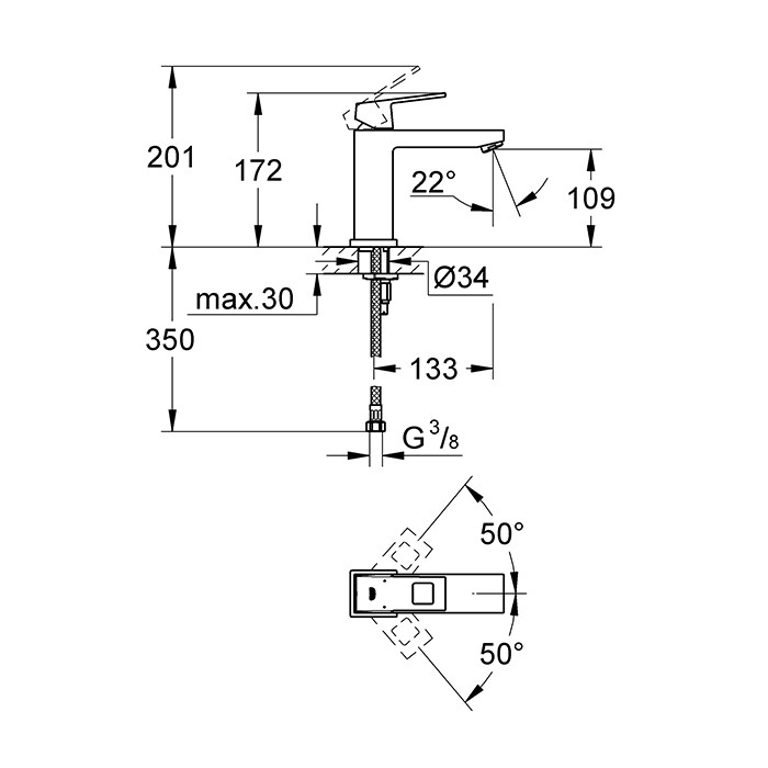Смеситель для раковины Grohe Eurocube 23446000