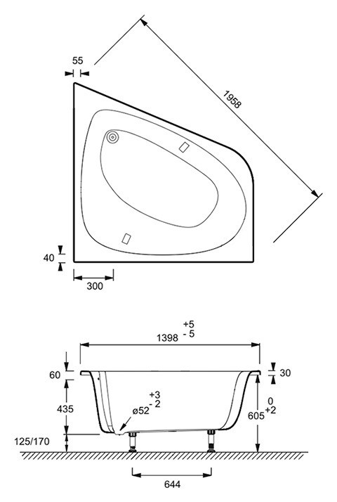 Ванна акриловая Jacob Delafon Odeon Up E6070RU-00 140х140 см