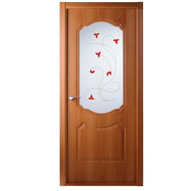 Дверное полотно Belwooddoors Перфекта Миланский орех стекло мателюкс белый витраж 2000х700 мм
