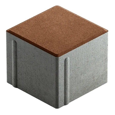 Тротуарная плитка Steingot Сити 80 из серого цемента с частичным прокрасом квадрат коричневая 100х100х80 мм