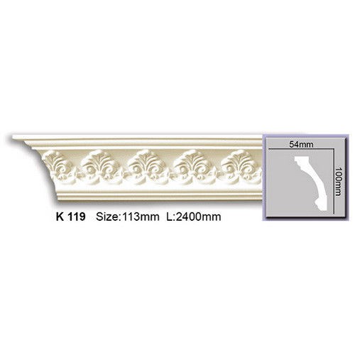 Карниз потолочный полиуретановый Harmony K119 2400х100х54 мм