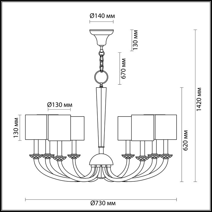 Люстра подвесная Odeon Light Malle 4197/8 хром/белый E14 8х40W