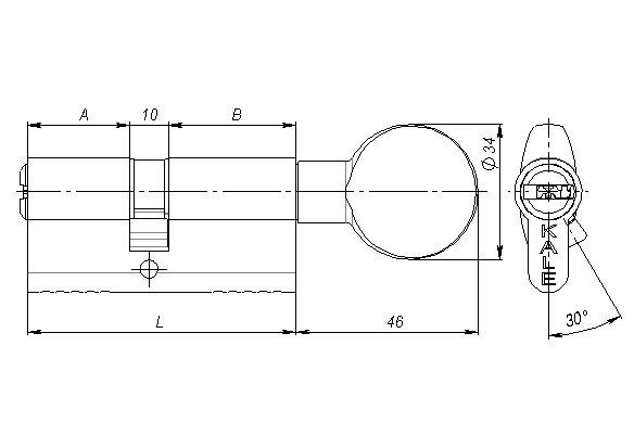 Цилиндровый механизм с вертушкой Kale kilit 164 SM/80 80 мм 35+10+35 никель