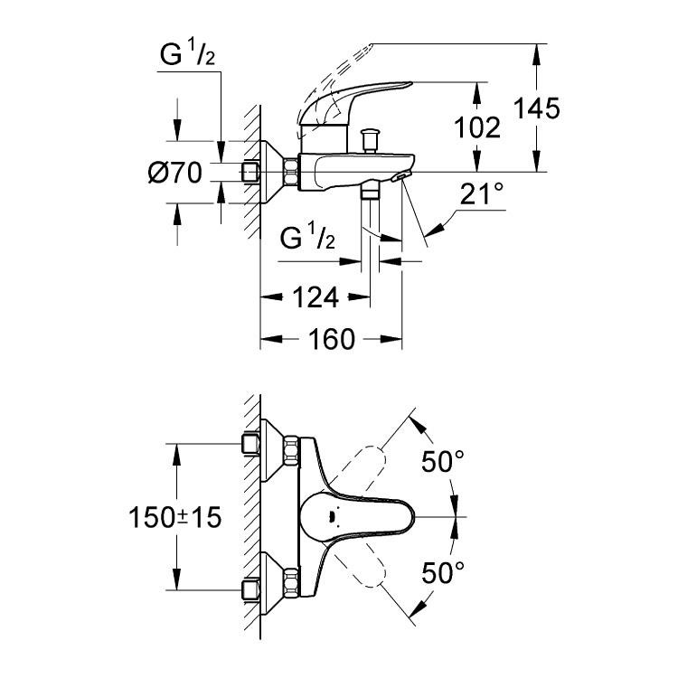 Смеситель для ванны Grohe Euroeco 32743000