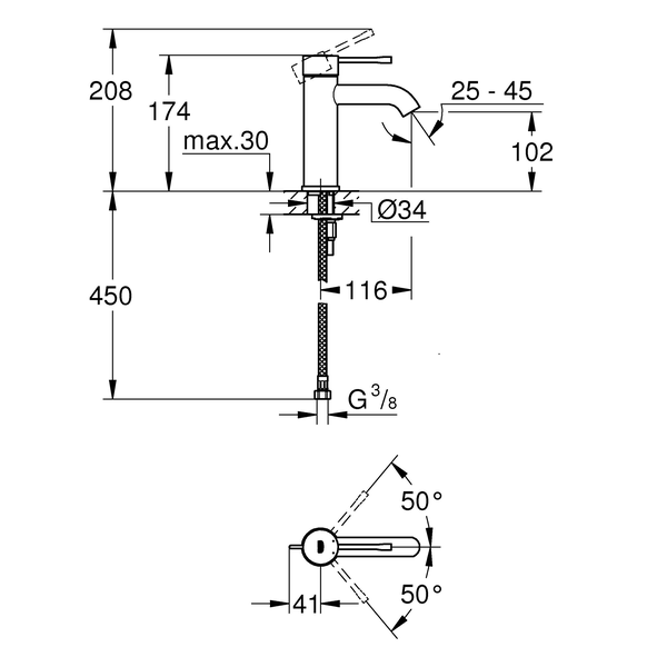 Смеситель для раковины Grohe Essence 23590001