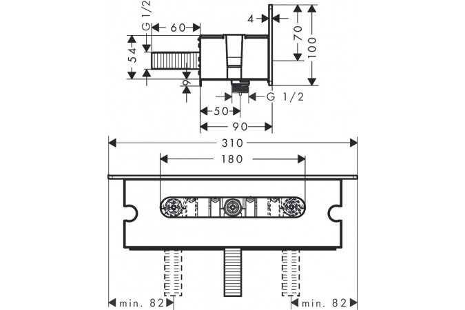 Подключение для душевого шланга Hansgrohe Fixfit 26456400 с держателем Porter 300