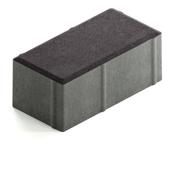 Брусчатка Steingot Сити 80 из серого цемента с частичным прокрасом прямоугольник черная 200х100х80 мм
