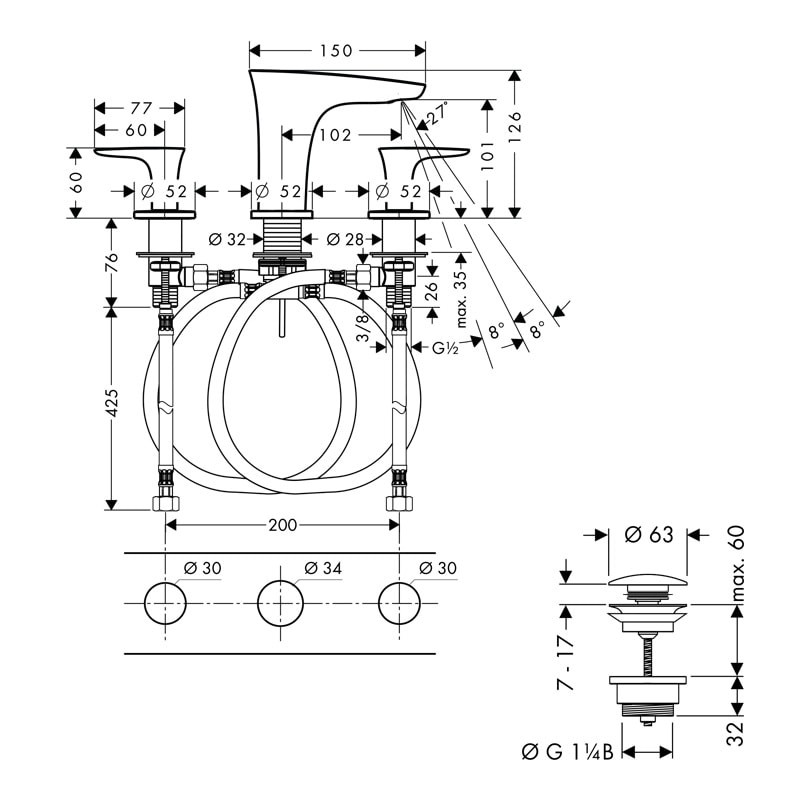 Смеситель для раковины Hansgrohe PuraVida 15073000
