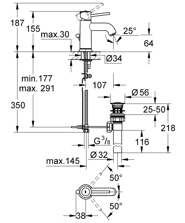 Смеситель для раковины Grohe BauClassic 23161000
