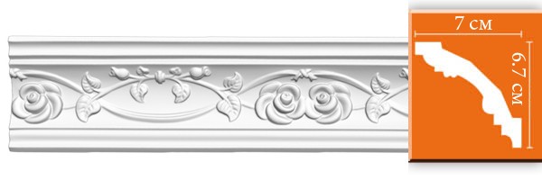 Плинтус потолочный полиуретановый Decomaster DT 9815 2400х70х67 мм
