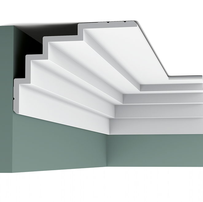 Карниз потолочный полиуретановый Orac Decor Luxxus C393 Steps 2000х210х150 мм