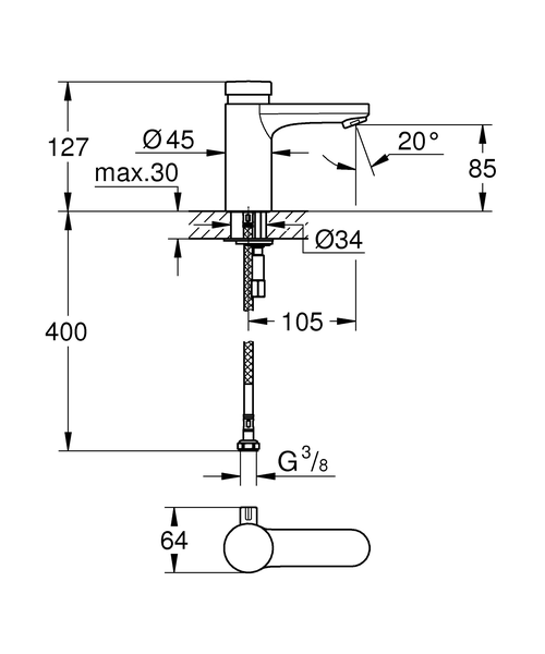 Смеситель для раковины автоматический Grohe Eurosmart Cosmopolitan T 36317000