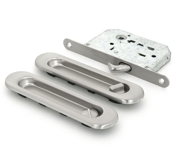 Ручка с замком для раздвижных дверей Palladium 01 BK SN матовый никель