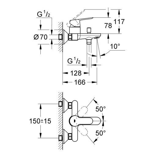 Смеситель для ванны Grohe BauEdge 23334000
