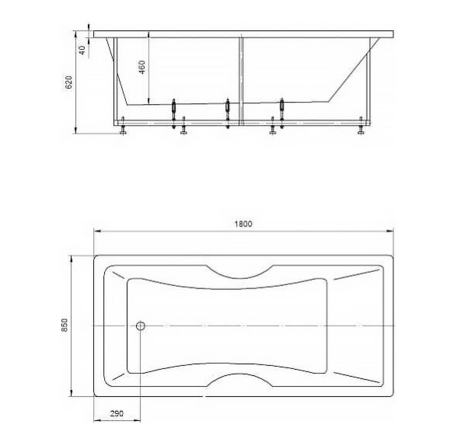 Ванна акриловая Aquatek Феникс 180х85 см