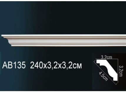 Карниз потолочный полиуретановый Перфект AB135F 2400х32х32 мм