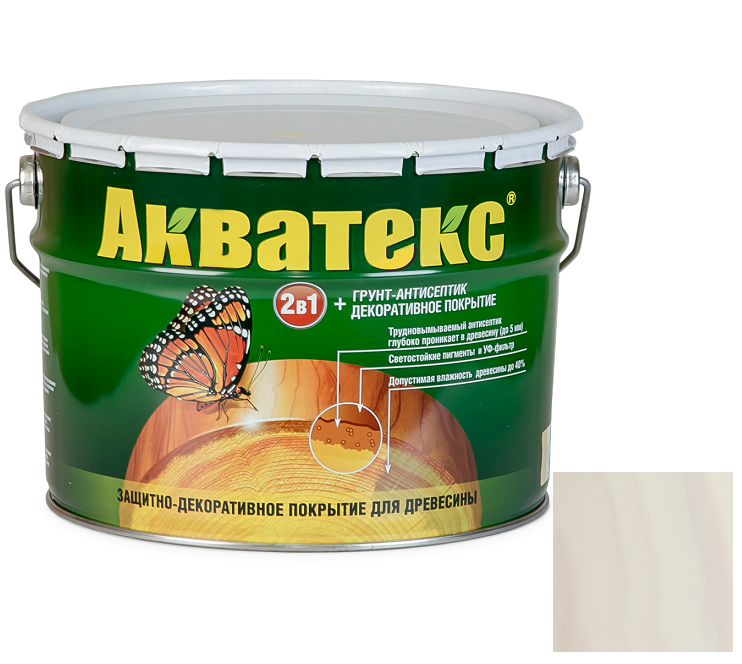 Грунт-антисептик для древесины Акватекс белый 10 л