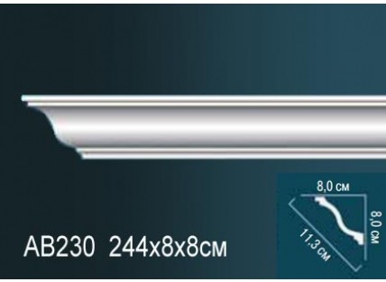 Карниз потолочный полиуретановый Перфект AB230 2440х80х80 мм