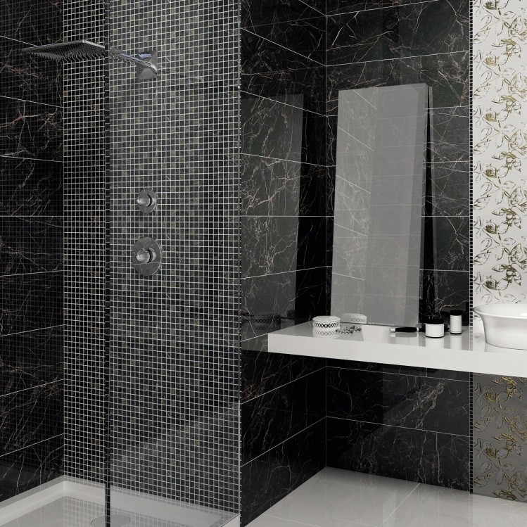 Плитка керамическая Kerama Marazzi MM12111 Астория мозаичная черная 750х250 мм