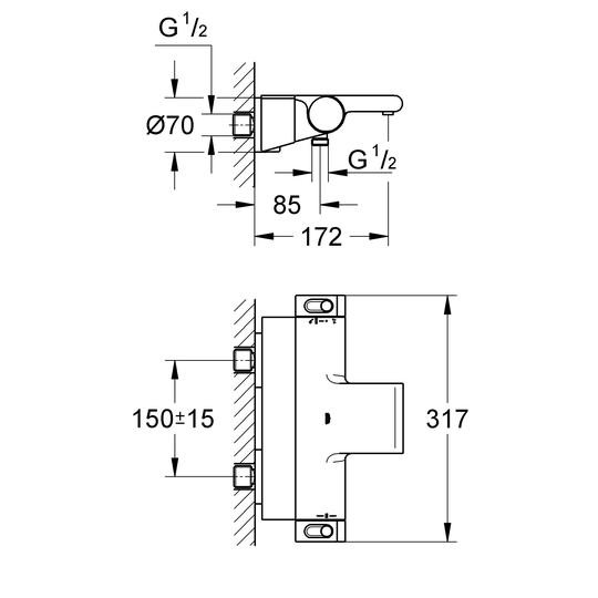 Термостат для ванны Grohe Grohtherm 2000 New 34464001 с полочкой